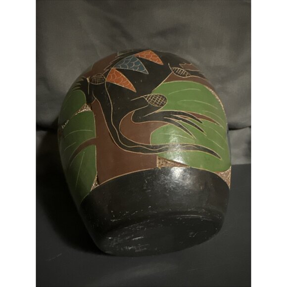 Celia Salazar Costa Rica Pura Vida Incised Vase 5.5” Hummingbird Iguana Turtle - Picture 16 of 16